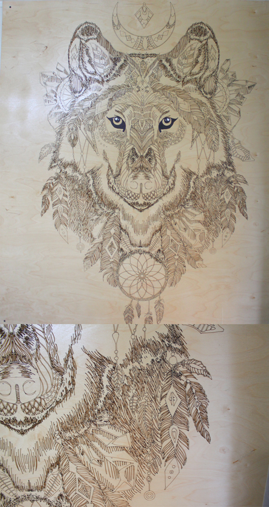 Wilk nacinana sklejka